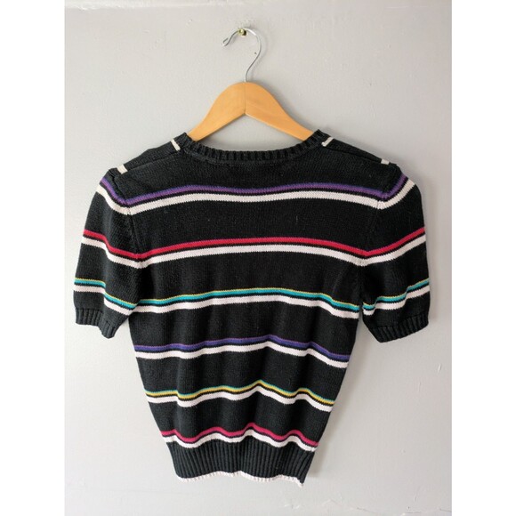 Vintage Evan Picone Petites sweater, black y2K striped, academia, Ramie, XS - Picture 3 of 4